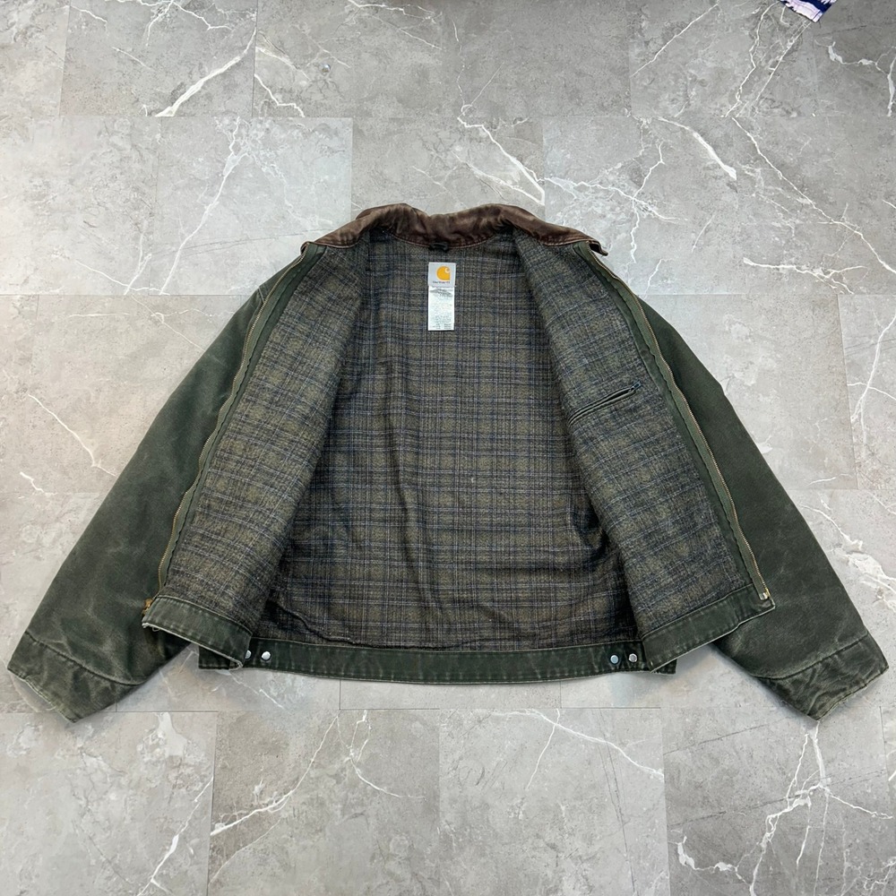 Vintage Carhartt Detroit Jacket Mens 2XL J97 MOS Distressed Blanket Lined Coat - Picture 2 of 10